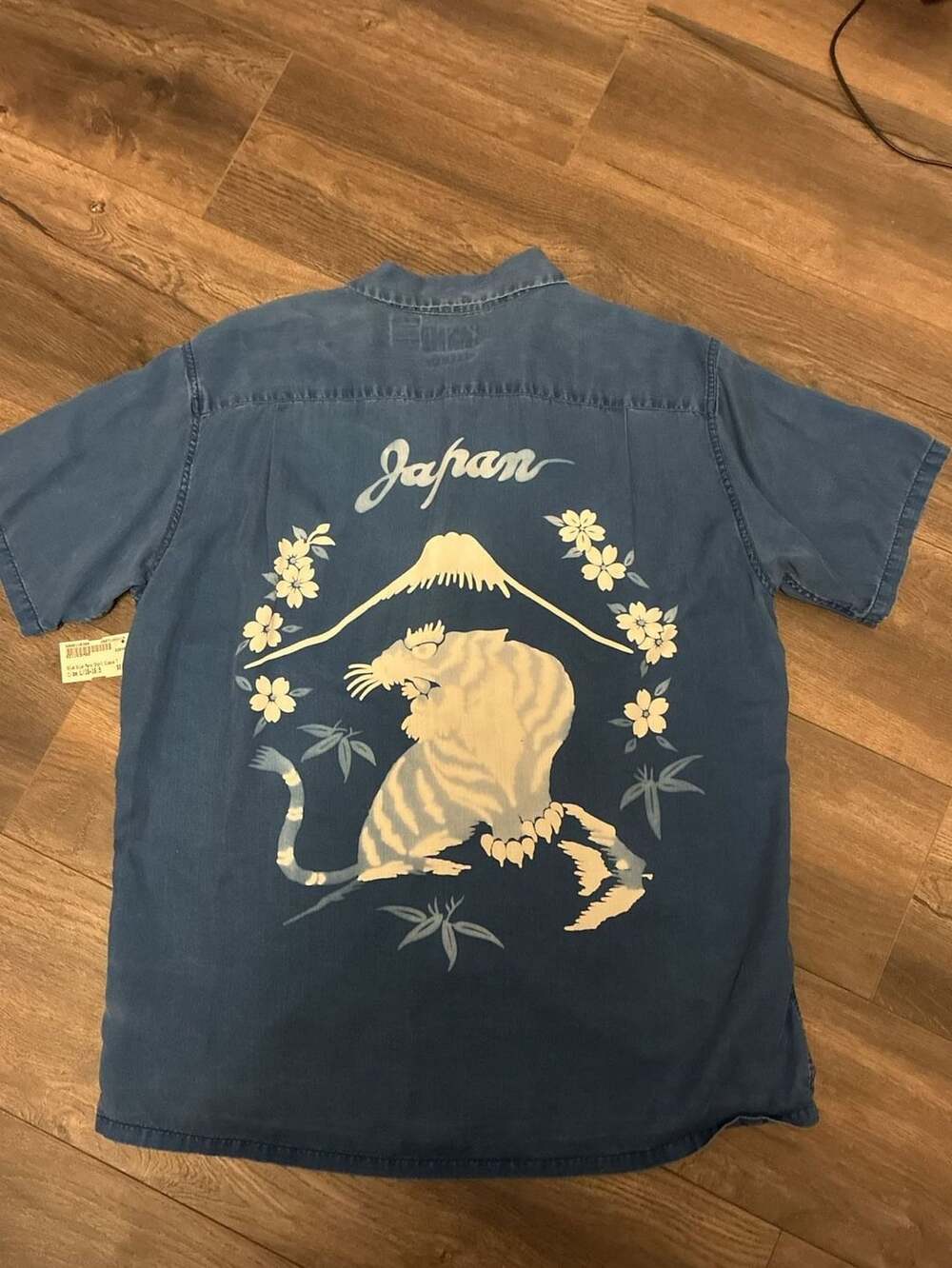 Blue Blue Japan Pure Indigo Camp Collar Shirt with Tiger and Fuji Back Graphic